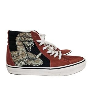 Vans Sk8-Hi Sneakers Men 9.5 Rust Brown Rattlesnake Graphic High Top Skate Shoes
